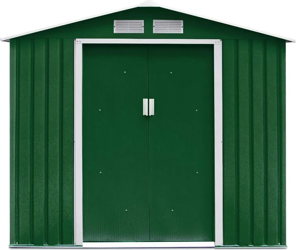 COSTWAY Metall Gerätehaus Inkl. Metallfundament 213x127x185cm Gartenhaus Geräteschuppen Garten Schuppen Dunkelgrün 6 COSTWAY Metall Gerätehaus Inkl. Metallfundament 213x127x185cm Gartenhaus Geräteschuppen Garten Schuppen Dunkelgrün – Bild 6