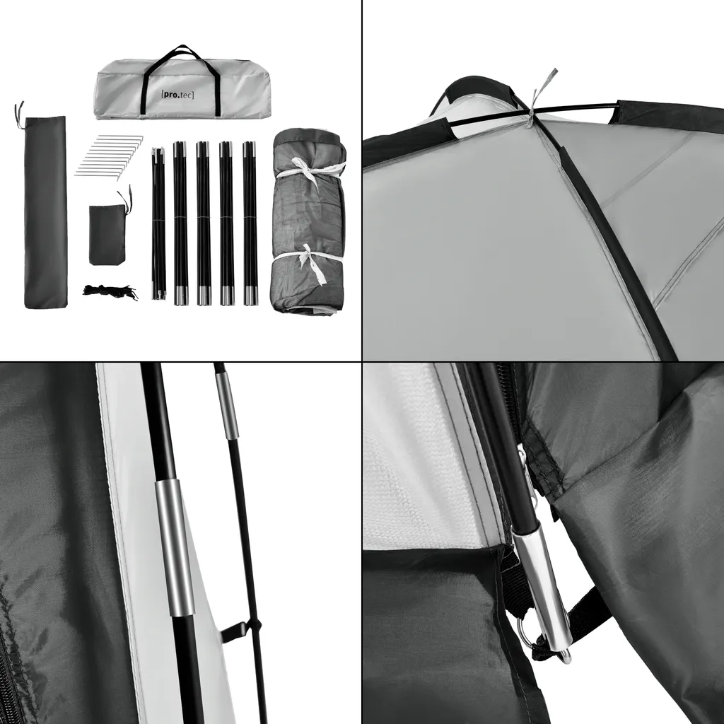 Pro-Tec Kuppelpavillon Grästorp Eventzelt Mit LED Partyzelt Inkl. Beleuchtung Mit Solarmodul Festzelt Wasserdicht 3,45 X 3,45 X 2,47 M Grau 6 Pro-Tec Kuppelpavillon Grästorp Eventzelt Mit LED Partyzelt Inkl. Beleuchtung Mit Solarmodul Festzelt Wasserdicht 3,45 X 3,45 X 2,47 M Grau – Bild 6