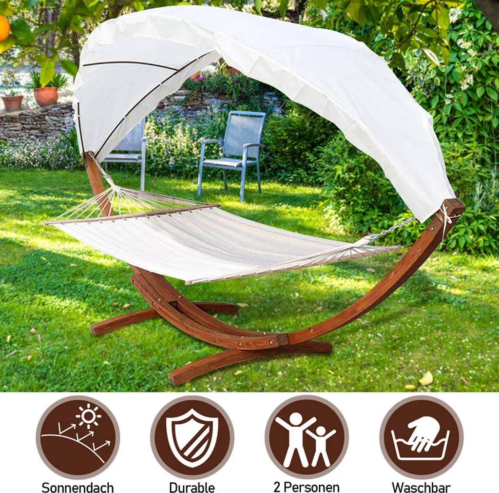 EINFEBEN Hängematte Wetterfestem Hängematten Stabhängematte Outdoor Holz Mit Gestell XXL Garten Hängemattengestell 2 Personen 410cm Gartenliege Liege 2 EINFEBEN Hängematte Wetterfestem Hängematten Stabhängematte Outdoor Holz Mit Gestell XXL Garten Hängemattengestell 2 Personen 410cm Gartenliege Liege – Bild 2