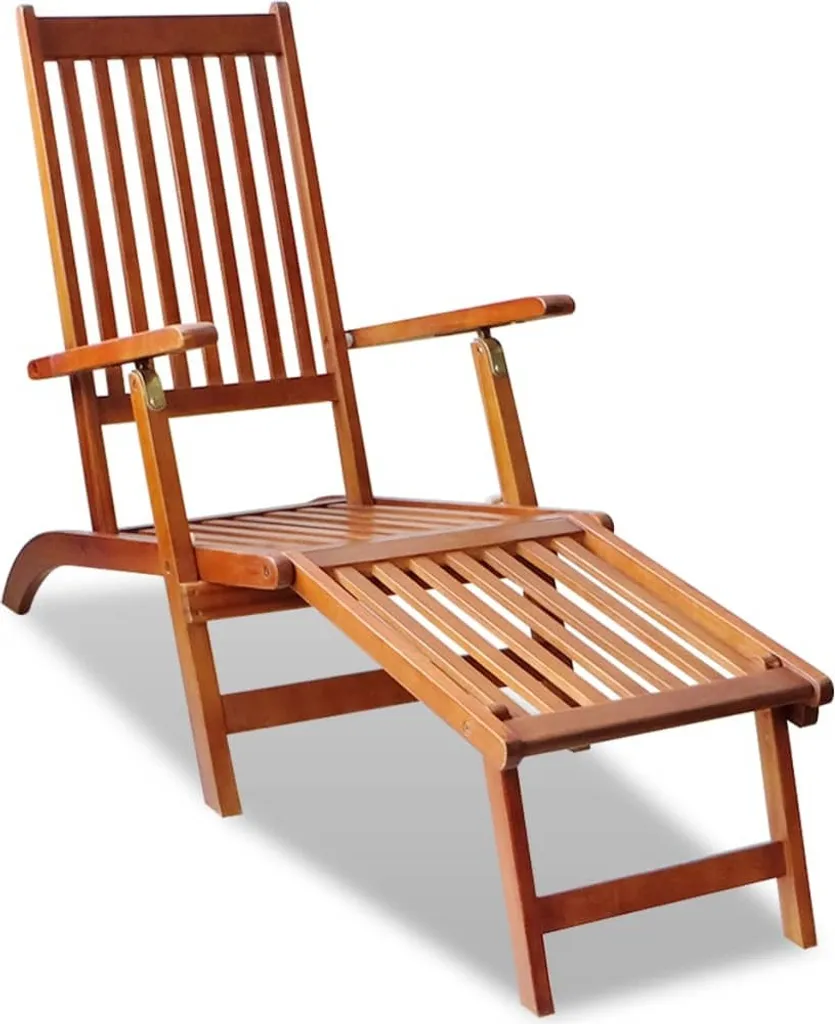 VidaXL Liegestuhl Mit Fußablage Akazie Massivholz 1 VidaXL Liegestuhl Mit Fußablage Akazie Massivholz