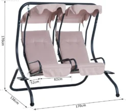Outsunny 2 Sitzer Hollywoodschaukel Gartenschaukel Mit Sonnendach Gartenstuhl Sitz Mit Sprühbaumwolle Oxfordstoff PE-Beschichtung Stahl Oxford-Stoff Beige 170 X 136 X 170 Cm（pro Sitz） -Grünwelt Exporteren Garten-Winkel 12a0f8454adbe915852fc8f590e5f8f6