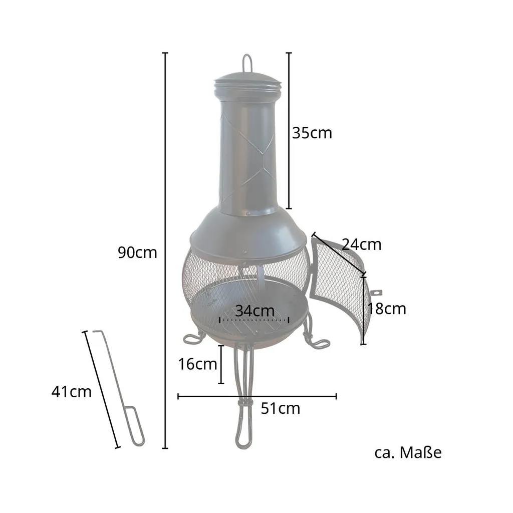 TAINO Terrassenofen Mit Funkenschutz Gartenkamin Feuerstelle Terrasse Gartenfeuer Gartenofen Aus Stahl Schwarz 3 TAINO Terrassenofen Mit Funkenschutz Gartenkamin Feuerstelle Terrasse Gartenfeuer Gartenofen Aus Stahl Schwarz – Bild 3