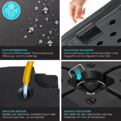 KESSER® Sonnenschirmständer 4-teilig Schirmgewicht Schirmständer Für Ampelschirm Bodenkreuz 90 Liter / 120 Kg Befüllbar Mit Wasser Oder Sand Inkl. Metallverbinder Ampelschirmständer Kunststoff, Farbe:Schwarz -Grünwelt Exporteren Garten-Winkel 13fa4ec211d38fec7c9fd3e18633a5bb