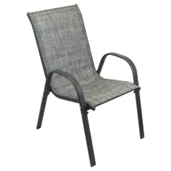 Wohaga® 6er Set Stapelstuhl 'New York' Mit Textilenbespannung Anthrazit/Silbergrau Meliert -Grünwelt Exporteren Garten-Winkel 148ba98569eead3ccd045f6d867168ea