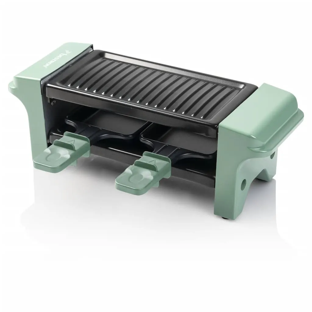 Bestron Raclette Für 1 Bis 2 Personen, Mini Tischgrill Mit Zwei Pfännchen Und Zwei Holzschabern, 350 Watt, Farbe: Grün/Schwarz 11 Bestron Raclette Für 1 Bis 2 Personen, Mini Tischgrill Mit Zwei Pfännchen Und Zwei Holzschabern, 350 Watt, Farbe: Grün/Schwarz – Bild 11