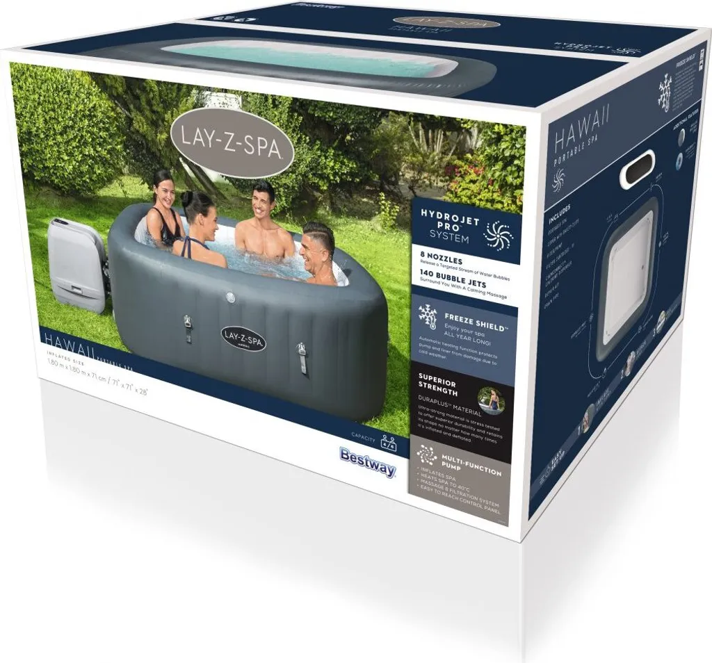 Bestway LAY-Z-SPA® Whirlpool Hawaii HydroJet Pro™, Eckig, 180x180x71cm, 60031 13 Bestway LAY-Z-SPA® Whirlpool Hawaii HydroJet Pro™, Eckig, 180x180x71cm, 60031 – Bild 13