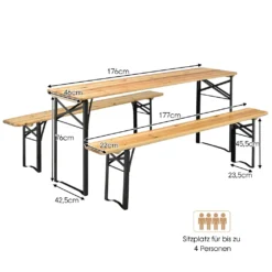 COSTWAY 3tlg. Bierzeltgarnitur Picknicktisch Mit 2 Sitzbänke, Campingtisch Set Metallrahmen, Festzeltgarnitur Für Terrasse, Garten 178 X 46 X 76cm 11 COSTWAY 3tlg. Bierzeltgarnitur Picknicktisch Mit 2 Sitzbänke, Campingtisch Set Metallrahmen, Festzeltgarnitur Für Terrasse, Garten 178 X 46 X 76cm -Grünwelt Exporteren Garten-Winkel 15541c7e5829ba846b34a4f2720b332b
