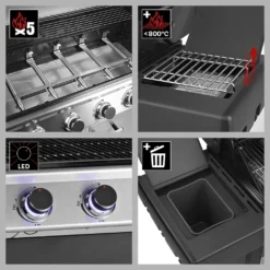 LANDMANN Gasgrill 5.1 MaxX Gartengrill BBQ Gasgrillwagen Gasbrenner Edelstahl -Grünwelt Exporteren Garten-Winkel 1563af43a0149ddfc033ef548fe543ce