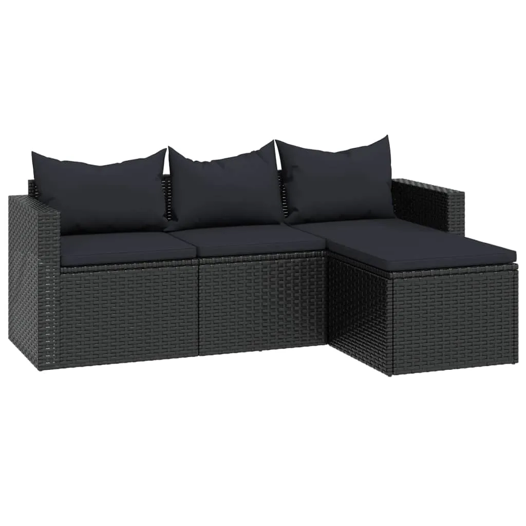 VidaXL Garten-Lounge-Set Schwarz Poly Rattan 3 VidaXL Garten-Lounge-Set Schwarz Poly Rattan – Bild 3