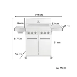 TAINO PLATINUM 4+2 Gasgrill Komplett Edelstahl 4-Brenner Silber Grillwagen BBQ Keramik-Brenner Backburner Sear-Zone Piezozündung Seitenkocher Gusseisen-Roste 21 TAINO PLATINUM 4+2 Gasgrill Komplett Edelstahl 4-Brenner Silber Grillwagen BBQ Keramik-Brenner Backburner Sear-Zone Piezozündung Seitenkocher Gusseisen-Roste -Grünwelt Exporteren Garten-Winkel 1587deee272c6263085b58981e4b98f3