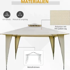 Outsunny Pavillon Partyzelt Mit Doppeldach 3,45x3,45x2,68m Festzelt Gartenlaube Stahl Polyester Beige -Grünwelt Exporteren Garten-Winkel 15a9d5abcf79543e79ede0ae2db0358e