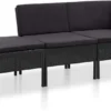 VIDAXL 3-tlg. Garten-Lounge-Set Mit Auflagen Poly Rattan Schwarz