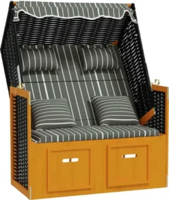 VidaXL Strandkorb Mit Kissen Poly Rattan Und Massivholz Schwarz & Grau -Grünwelt Exporteren Garten-Winkel 16e5a654d81dc7f916fdba1bb9483a53