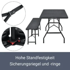 Juskys Bierzeltgarnitur Amberg 3-teilig & Klappbar – 180 X 74 X 74 Cm – 2 Bierbänke & 1 Biertisch In Rattan-Optik Gartenmöbel-Set Festzeltgarnitur -Grünwelt Exporteren Garten-Winkel 179899adc838f60025cbef7e165a4502