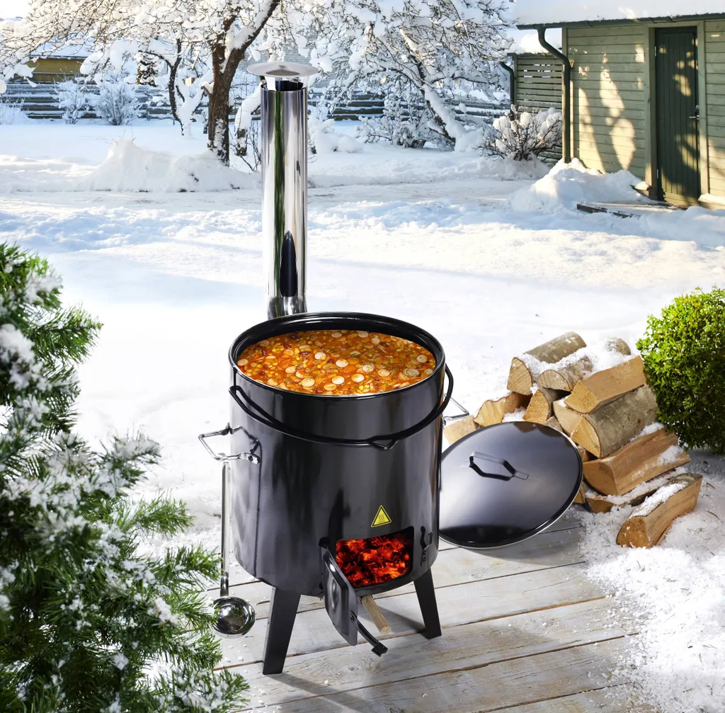 EL Fuego Gulaschkanone, Gulaschofen, Eintopfofen, "Szeged" + GRATIS Dazu: Schöpfkelle, Edelstahl, 23 Cm 1 EL Fuego Gulaschkanone, Gulaschofen, Eintopfofen, "Szeged" + GRATIS Dazu: Schöpfkelle, Edelstahl, 23 Cm