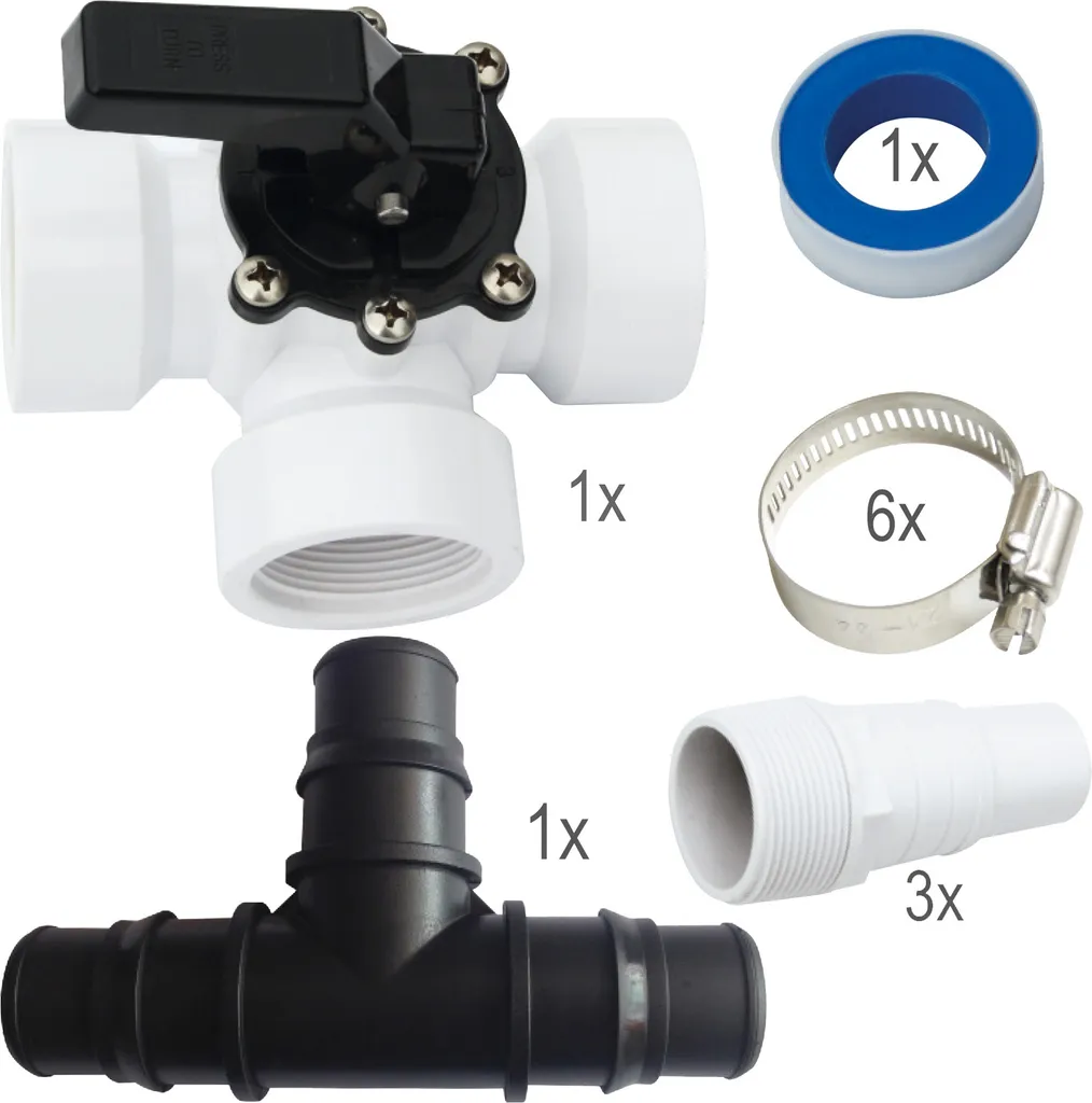 Intex Bypass-Set Für 38mm Schwimmbadschlauch 3-Wege-Ventil, T-Stück, Schlauchtüllen, Schlauchklemmen Teflonband 12 Intex Bypass-Set Für 38mm Schwimmbadschlauch 3-Wege-Ventil, T-Stück, Schlauchtüllen, Schlauchklemmen Teflonband – Bild 12