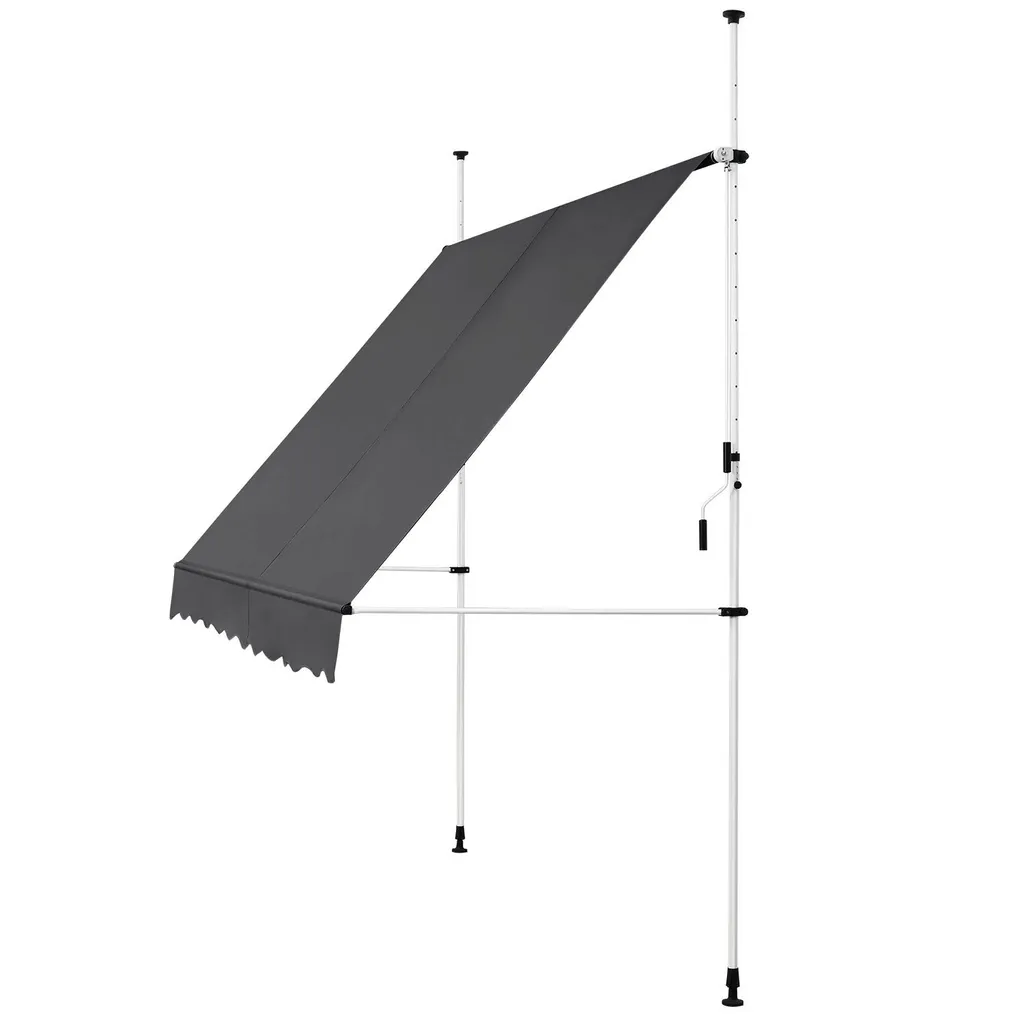 Juskys Klemmmarkise 250 X 120 Cm Mit Handkurbel - Markise Ohne Bohren - Höhenverstellbar, UV-beständig & Wasserabweisend - Balkonmarkise Balkon Grau 7 Juskys Klemmmarkise 250 X 120 Cm Mit Handkurbel - Markise Ohne Bohren - Höhenverstellbar, UV-beständig & Wasserabweisend - Balkonmarkise Balkon Grau – Bild 7