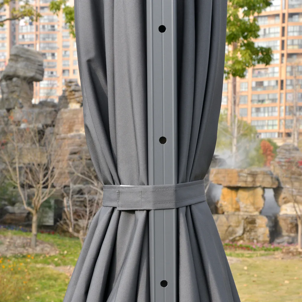 Outsunny Sonnenschirm 3x3m Ampelschirm Alu Roma Schirm Mit Solar-LED-Lichtern Neigbar Dunkelgrau 10 Outsunny Sonnenschirm 3x3m Ampelschirm Alu Roma Schirm Mit Solar-LED-Lichtern Neigbar Dunkelgrau – Bild 10