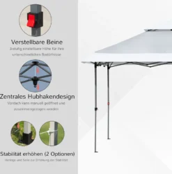 Outsunny Faltpavillon Pop-Up-Zelt Gartenpavillon Rollentasche Oxford-Gewebe 3,6 X 3,6m Hellgrau+Weiß -Grünwelt Exporteren Garten-Winkel 196795de1bd164ebe3670542ce08be5b