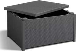 Allibert Arica Storebox Tisch Mit Kissenboxfunktion In Rattanoptik, Anthrazit -Grünwelt Exporteren Garten-Winkel 19d92d2b951a6502f6265e1c625fff07