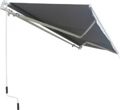 Outsunny Markise Gelenkarmmarkise Sonnenschutz 3,5x2,5m Mit Handkurbel Grau Alu+Polyester -Grünwelt Exporteren Garten-Winkel 19ebcfdaf3d90f1c228262a9b476c476