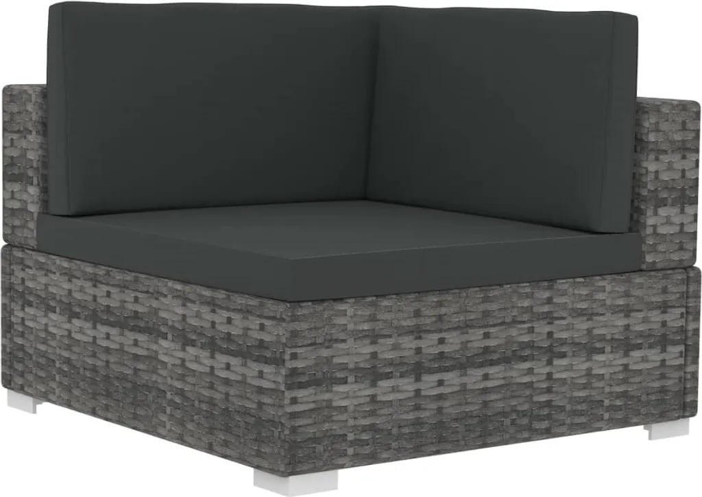 VidaXL Ecksofas 2 Stk. Mit Auflagen Poly Rattan Grau 4 VidaXL Ecksofas 2 Stk. Mit Auflagen Poly Rattan Grau – Bild 4