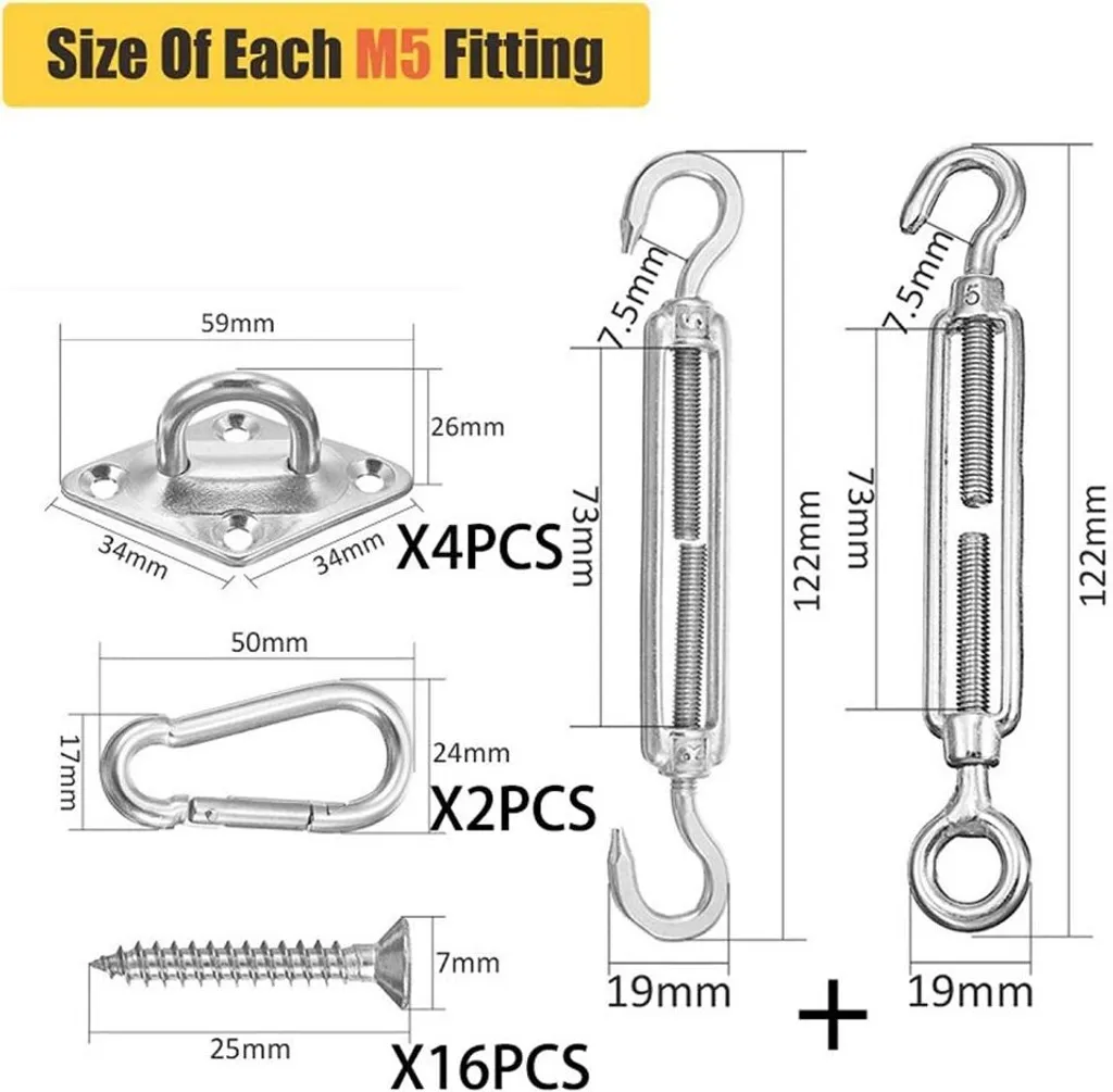 Sonnensegel Befestigungs Kit, Edelstahl Zubehör Montage Aufbau Set Für Viereck Und Dreieck Garten Awnings Mounting Assembly Set, Aufhängung Einfache Montage Für Garten Und Balkon 4 Sonnensegel Befestigungs Kit, Edelstahl Zubehör Montage Aufbau Set Für Viereck Und Dreieck Garten Awnings Mounting Assembly Set, Aufhängung Einfache Montage Für Garten Und Balkon – Bild 4