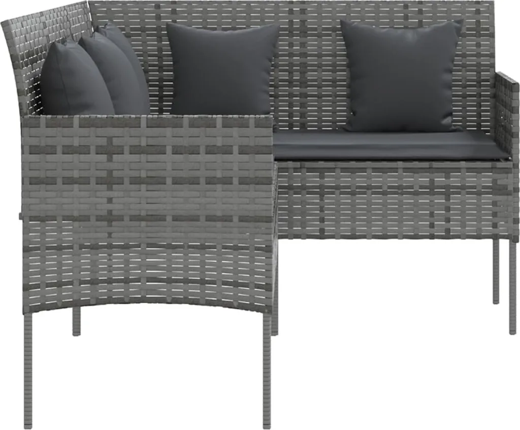 VidaXL Sofa In L-Form Mit Kissen Poly Rattan Grau 4 VidaXL Sofa In L-Form Mit Kissen Poly Rattan Grau – Bild 4