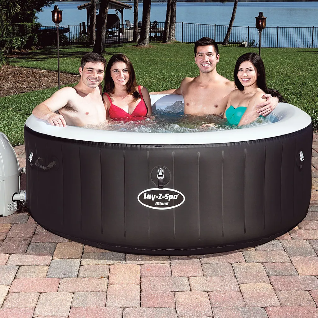 Bestway Whirlpool Lay-Z-Spa Miami | 4 Personen | 81 Massageluftdüsen | Automatisch Aufblasbar | 180x66 Cm | Schwarz/türkis | Abdeckung | Indoor Outdoor 15 Bestway Whirlpool Lay-Z-Spa Miami | 4 Personen | 81 Massageluftdüsen | Automatisch Aufblasbar | 180x66 Cm | Schwarz/türkis | Abdeckung | Indoor Outdoor – Bild 15