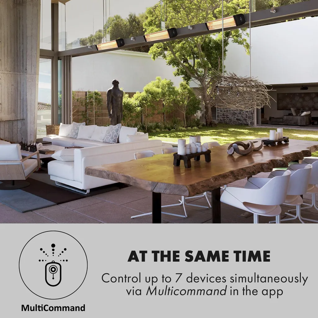 Klarstein Smartwave Infrarot-Heizstrahler Terrassenheizstrahler , IR ComfortHeat , Carbonfaserröhre , 2400 Watt , Thermostat , Appsteuerung , OpenWindow Detection , Indoor & Outdoor , IP65 , Wand- Oder Deckenmontage , Aluminiumgehäuse , Fernbedienung , Weiß 6 Klarstein Smartwave Infrarot-Heizstrahler Terrassenheizstrahler , IR ComfortHeat , Carbonfaserröhre , 2400 Watt , Thermostat , Appsteuerung , OpenWindow Detection , Indoor & Outdoor , IP65 , Wand- Oder Deckenmontage , Aluminiumgehäuse , Fernbedienung , Weiß – Bild 6