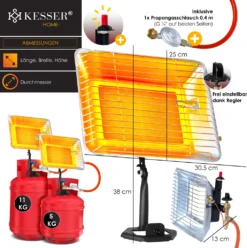 KESSER® Gasheizer Heizstrahler Gas Aufsatz Strahler Inkl. Piezo Zündung Schlauch & Regler Flaschenhalterung Gasheizstrahler Aufsatzheizstrahler Betrieben Mit Propan - Gas Für 5 Kg Oder 11 Kg Flaschen, Farbe:Silber -Grünwelt Exporteren Garten-Winkel 1b169da7ef79170471ef81b20bf3c62a