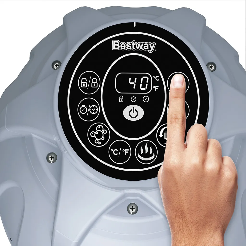 Bestway Whirlpool Lay-Z-Spa Miami | 4 Personen | 81 Massageluftdüsen | Automatisch Aufblasbar | 180x66 Cm | Schwarz/türkis | Abdeckung | Indoor Outdoor 19 Bestway Whirlpool Lay-Z-Spa Miami | 4 Personen | 81 Massageluftdüsen | Automatisch Aufblasbar | 180x66 Cm | Schwarz/türkis | Abdeckung | Indoor Outdoor – Bild 19