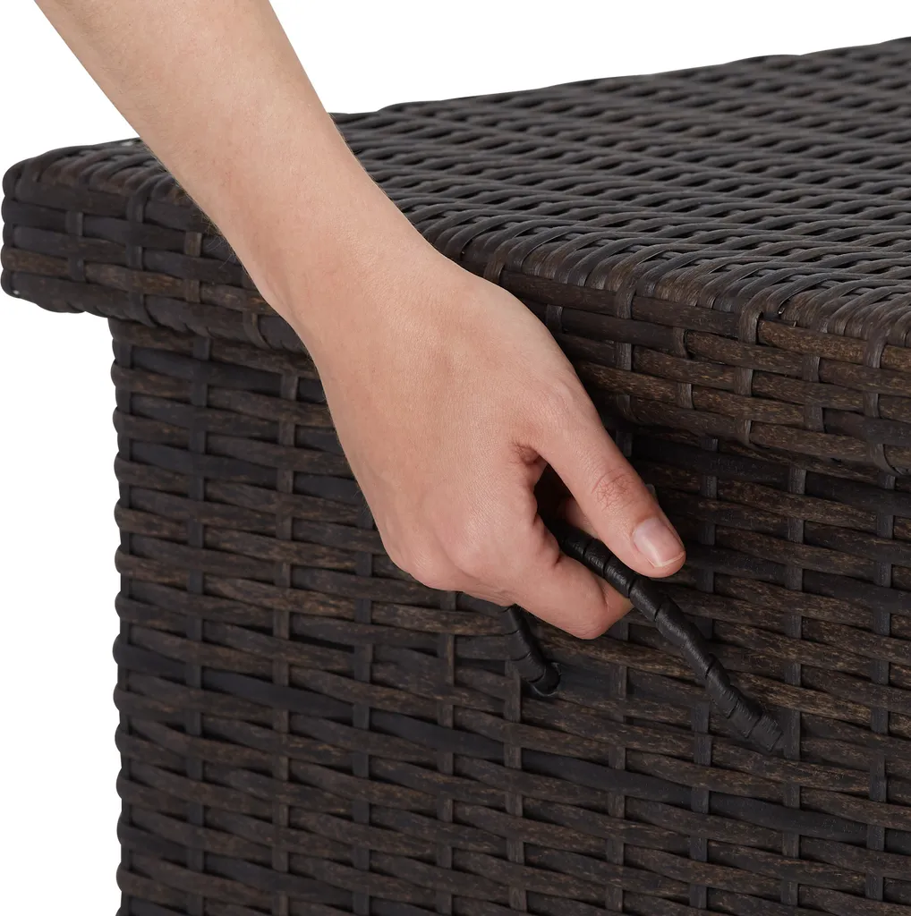 Tectake Auflagenbox Kiruna Mit Kunststoffgeflecht, 120x55x61,5cm, 270l - Braun 5 Tectake Auflagenbox Kiruna Mit Kunststoffgeflecht, 120x55x61,5cm, 270l - Braun – Bild 5