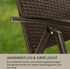 Blumfeldt Estoril Gartenstuhl Klappstuhl (Paarweise Lieferung, 45 X 45 Cm Sitzfläche, Höhenverstellbare Lehne In 8 Stufen, Wasserabweisende Polyrattan-Bespannung, Klappbar, Aluminiumrohr) Braun -Grünwelt Exporteren Garten-Winkel 1c0ebf60c3e987e2aa0ccc5c6da19322