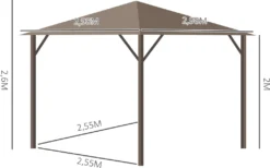 Outsunny Gartenpavillon Partyzelt 4 X Doppel-Seitenwänden Laternenhaken Alu + Polyester Bronze+Hellbraun Ca. 3 X 3 X 2,5 M -Grünwelt Exporteren Garten-Winkel 1c4d67bb375c747c22fd30d341fe6a2a