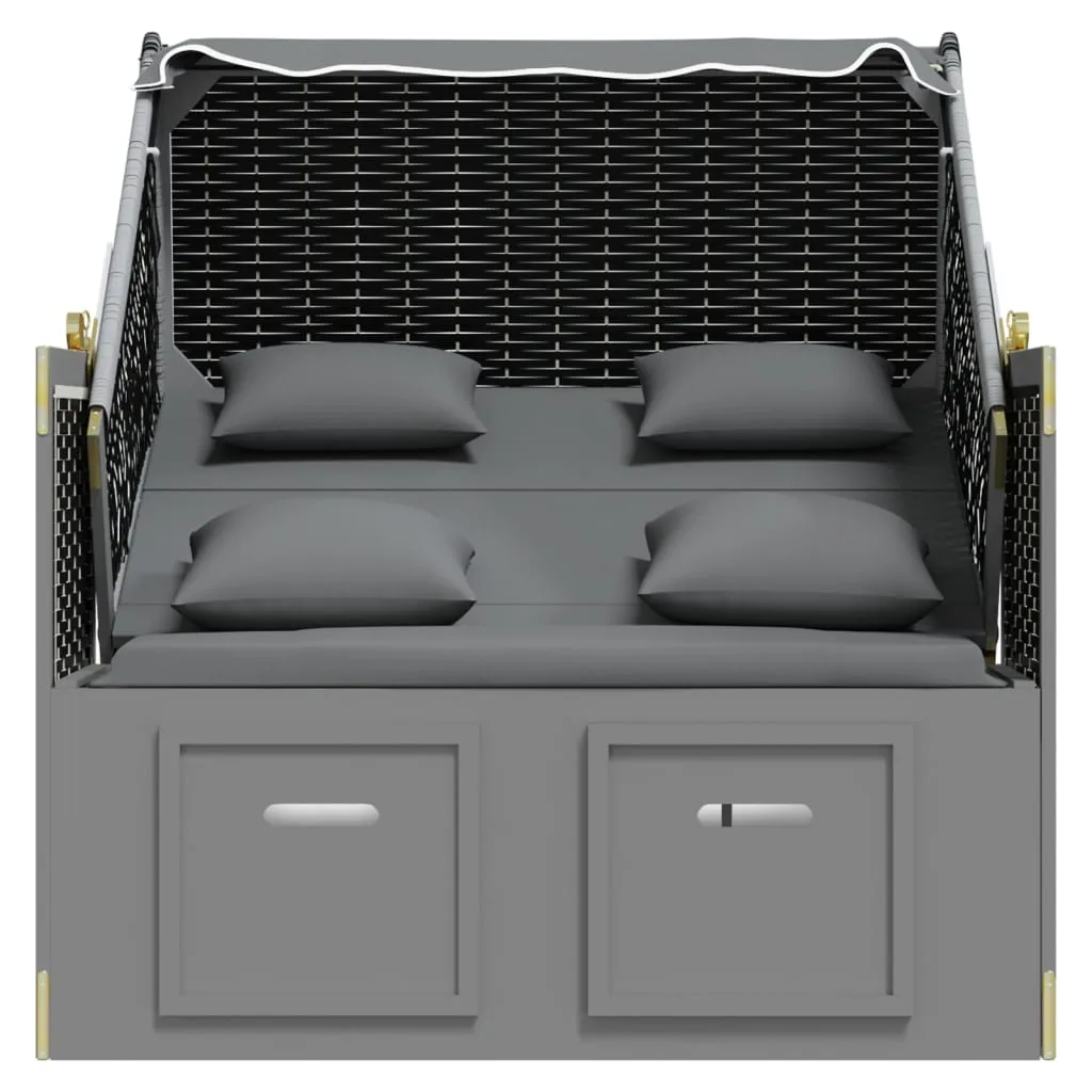 VidaXL Strandkorb Mit Kissen Poly Rattan Massivholz Anthrazit Schwarz 7 VidaXL Strandkorb Mit Kissen Poly Rattan Massivholz Anthrazit Schwarz – Bild 7