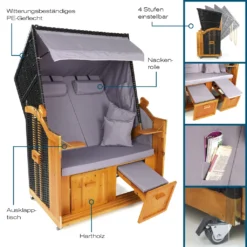 Hoberg 2-Sitzer-Strandkorb (Ostsee) Strandkorb Ostsee XXL Hoberg Volllieger Gartenliege 2-Sitzer Fichtenholz Rollen -Grünwelt Exporteren Garten-Winkel 1e3afc66764641cb212780ac7ee5f6ce