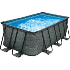 Summer Waves Premium FRAME Pool, Rattanoptik, PVC/Stahl, 549x274x132, Jede Menge Zubehör Inklusive, Rechteckig -Grünwelt Exporteren Garten-Winkel 1f8ca97cad684251808be8bd116ec28b