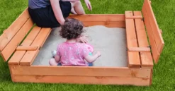 Ladanas® Sandkasten Holz- 140 X 140- Mit Faltbaren Bänken XXL& Verstellbarem Dach- UV50- Sandkiste Kinder & Imprägniert & Sonnendach (grün) -Grünwelt Exporteren Garten-Winkel 1f94ee0be076186b2c75989c5e256fca