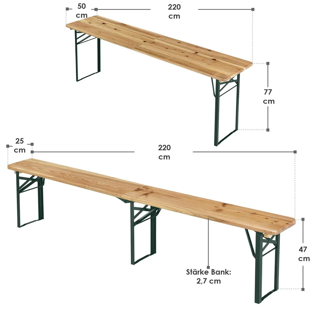Juskys Bierzeltgarnitur 3-teilig Biertischgarnitur Mittig Klappbar 220 Cm - Gartenmöbel Set Aus Tannenholz Biertisch Bierbänke Festzeltgarnitur Natur 17 Juskys Bierzeltgarnitur 3-teilig Biertischgarnitur Mittig Klappbar 220 Cm - Gartenmöbel Set Aus Tannenholz Biertisch Bierbänke Festzeltgarnitur Natur – Bild 17