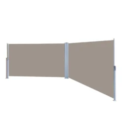 EINFEBEN Doppel Seitenmarkise Markisen Wandmarkise 160x600cm Ausziehbar Garten Sichtschutz Braun