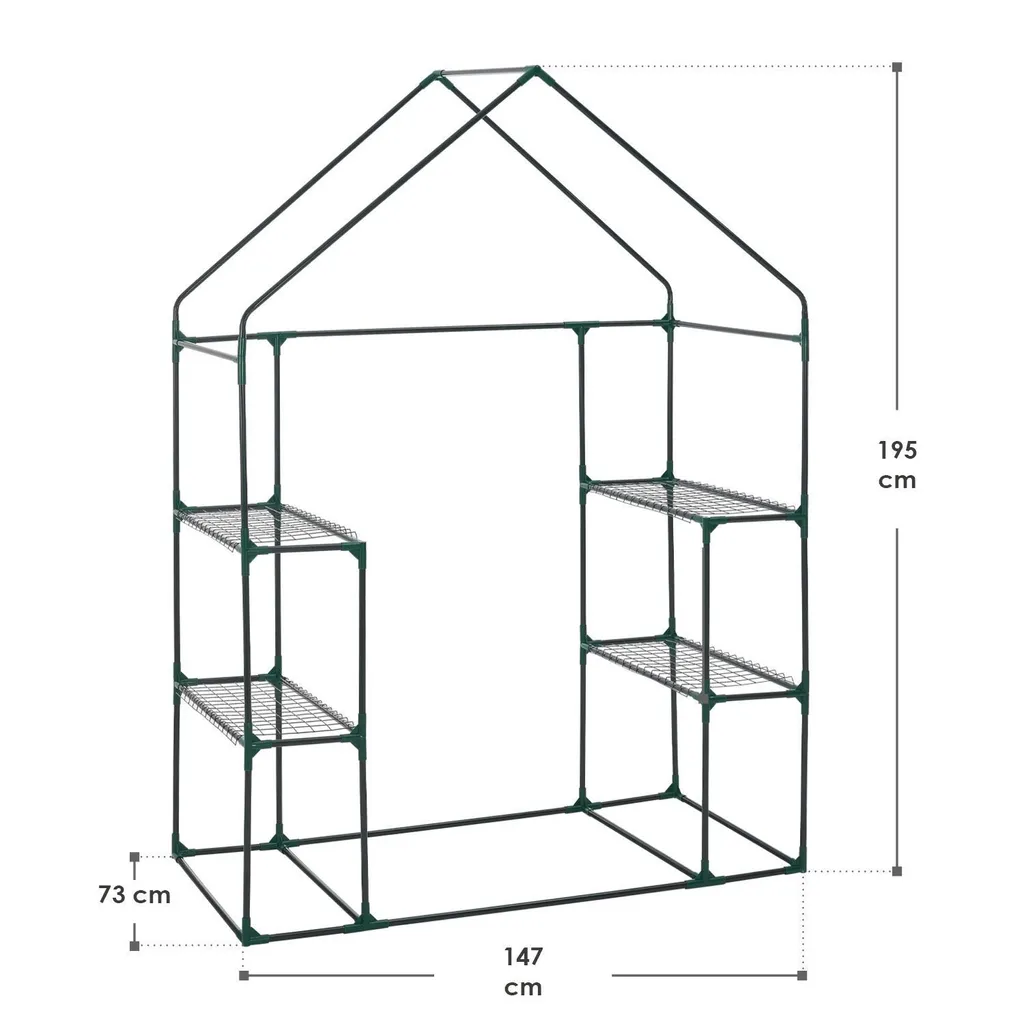 Juskys Foliengewächshaus 1 M² Aufrollbare Tür - Gewächshaus Für Tomaten - Stabiles Balkon Treibhaus Mit 4 Ebenen, Großem Eingang, PVC-Abdeckung 14 Juskys Foliengewächshaus 1 M² Aufrollbare Tür - Gewächshaus Für Tomaten - Stabiles Balkon Treibhaus Mit 4 Ebenen, Großem Eingang, PVC-Abdeckung – Bild 14