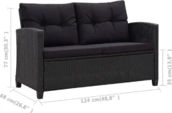 VidaXL 2-Sitzer-Gartensofa Mit Kissen Schwarz 124 Cm Poly Rattan -Grünwelt Exporteren Garten-Winkel 2000f2ba5783ea9453e7b3bbd306694e