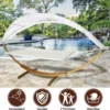EINFEBEN Haengematte Mit Gestell Und Sonnendach, Hammock Aus Wetterfestem Laerchenholz, Bis 200kg, Stabhaengematte Fuer 2 Personen Outdoor Und Indoor