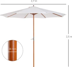 Outsunny Sonnenschirm Holzschirm Gartenschirm Balkonschirm Kurbelschirm, Pappel, Creme, Φ2.7x2.5m (Modell1) -Grünwelt Exporteren Garten-Winkel 208f4126c3a5b9d55dbfef547e7c58f6