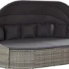 VidaXL Outdoor-Loungebett Mit Dach Grau