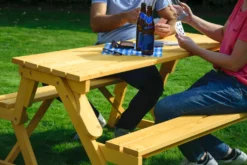 Dobar Praktische 2 In 1 Kombination Aus Tisch Und BankHolz, Sitzgarnitur Garten, Helle Lasur, 138 X 144 X 77 Cm -Grünwelt Exporteren Garten-Winkel 2244bb982019f9490f178c51a80962bb