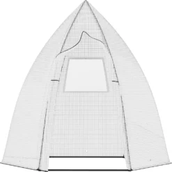 Outsunny Mini Gewächshaus Überwinterungszelt Für Pflanzen Mit Rolltür Garten Balkon Winterschutz Weiß 160 X 138 X 180 Cm