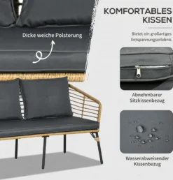 Outsunny 4 Tlg. Gartenmöbel-Set, Rattan Sitzgarnitur Mit Kissen, Sitzgruppe Mit 3 Sesseln, 1 Couchtisch, Balkonmöbel Im Boho-Stil Für 4 Personen, Sand+Dunkelgrau 9 Outsunny 4 Tlg. Gartenmöbel-Set, Rattan Sitzgarnitur Mit Kissen, Sitzgruppe Mit 3 Sesseln, 1 Couchtisch, Balkonmöbel Im Boho-Stil Für 4 Personen, Sand+Dunkelgrau -Grünwelt Exporteren Garten-Winkel 2418b2520b55c4a7dc4c99ec4b6e141c