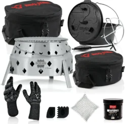 BBQ-Toro 11-teiliges Dutch Oven Set Mit Dutch Oven Grill "DOKING", 9 QT Dutch Oven Und Zubehör